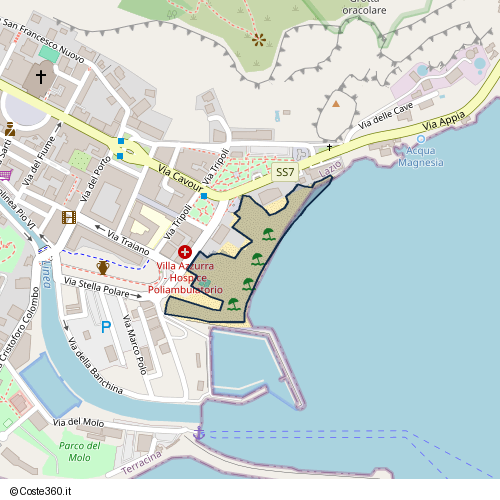 Posizione della spiaggia Spiaggia nei pressi di Lungomare Giacomo Matteotti, Terracina, 04049