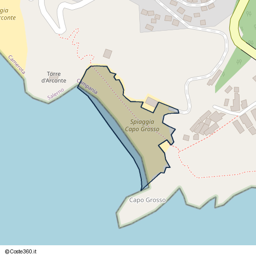 Posizione della spiaggia Spiaggia nei pressi di Via Sirene, Camerota, 84059