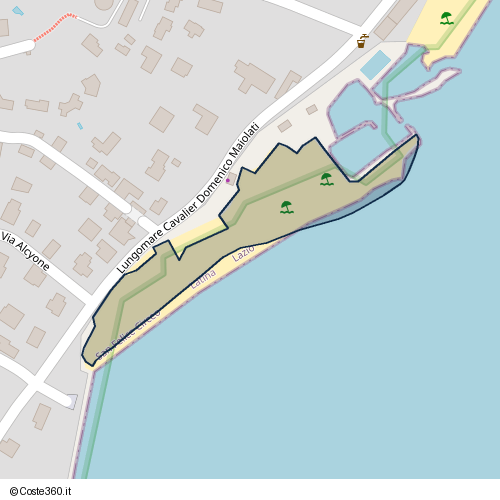 Posizione della spiaggia Spiaggia nei pressi di Lungomare Cavalier Domenico Maiolati, San Felice Circeo, 04017