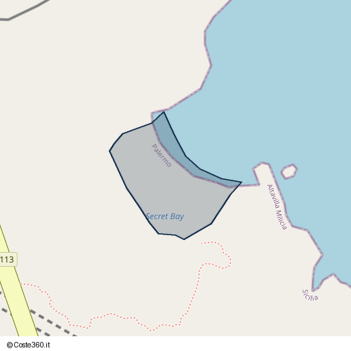 Posizione della spiaggia Spiaggia nei pressi di Strada statale Settentrionale Sicula, Altavilla Milicia, 90010