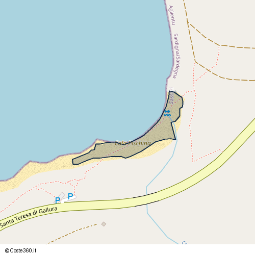 Posizione della spiaggia Spiaggia nei pressi di SP90, Aglientu