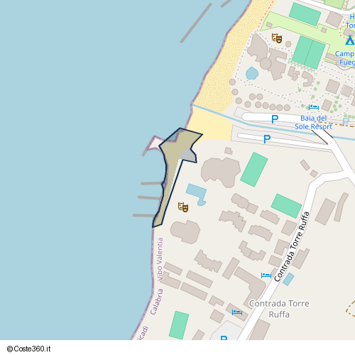 Posizione della spiaggia Spiaggia nei pressi di Contrada Torre Ruffa, San Nicolò, 89865