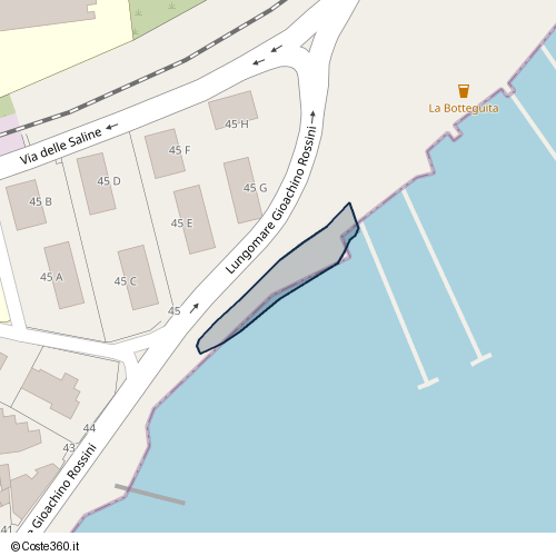 Posizione della spiaggia Spiaggia nei pressi di Lungomare Gioachino Rossini 45, Augusta, 96011