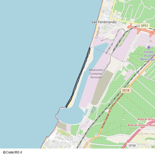 Posizione della spiaggia Spiaggia nei pressi di Gioia Tauro, 89013