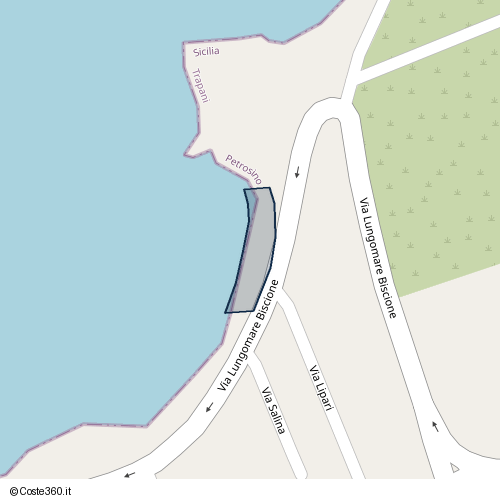 Posizione della spiaggia Spiaggia nei pressi di Via Lungomare Biscione, Petrosino, 91032