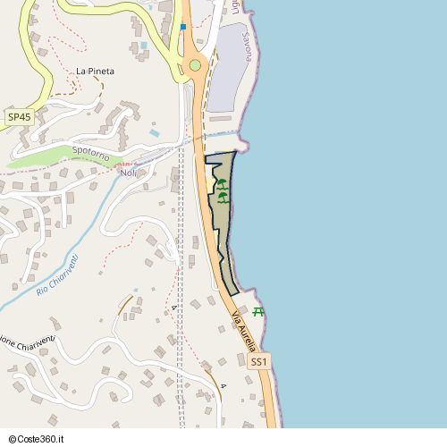 Posizione della spiaggia Spiaggia nei pressi di Via Aurelia, Noli, 17026