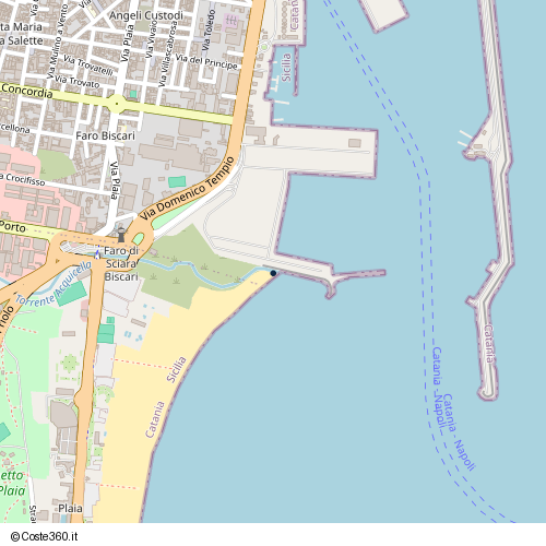 Posizione della spiaggia Spiaggia nei pressi di Via Domenico Tempio, Centro storico, Catania, 95121