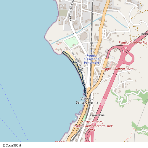 Posizione della spiaggia Spiaggia nei pressi di Via Angelo Vassallo, Reggio di Calabria, 89121