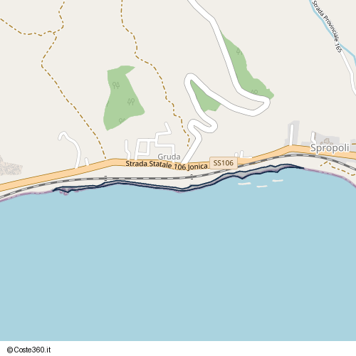 Posizione della spiaggia Spiaggia nei pressi di Strada Statale 106 Jonica, Spropoli