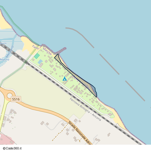 Posizione della spiaggia Spiaggia nei pressi di Strada Nazionale Adriatica Sud, Fano, 61032