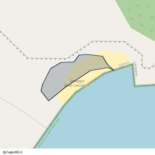 Posizione della spiaggia Spiaggia nei pressi di Sentiero de la Manna, San Giovanni a Piro