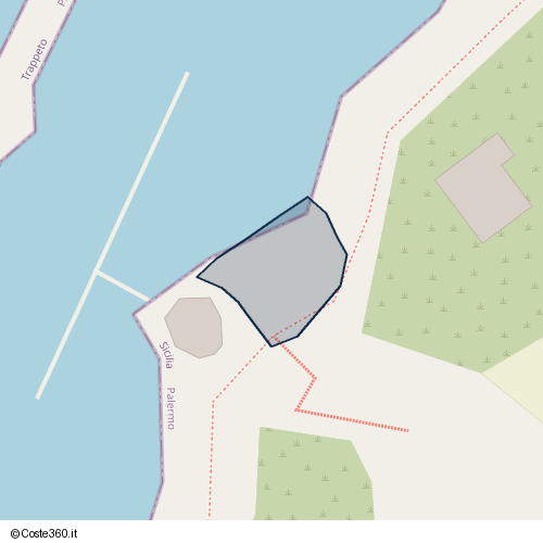 Posizione della spiaggia Spiaggia nei pressi di Via Residenziale 1 Traversa (Piano Trappeto), Trappeto, 90040