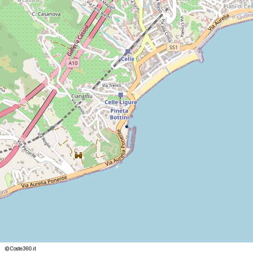 Posizione della spiaggia Spiaggia nei pressi di Lungomare L. Gambetta, Celle Ligure, 17015