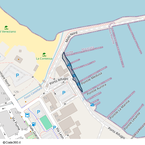 Posizione della spiaggia Spiaggia nei pressi di Porto Rifugio, Fontespina, Civitanova Marche, 62012