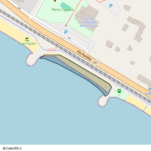 Posizione della spiaggia Spiaggia nei pressi di Via Aurelia, Lavagna, 16033