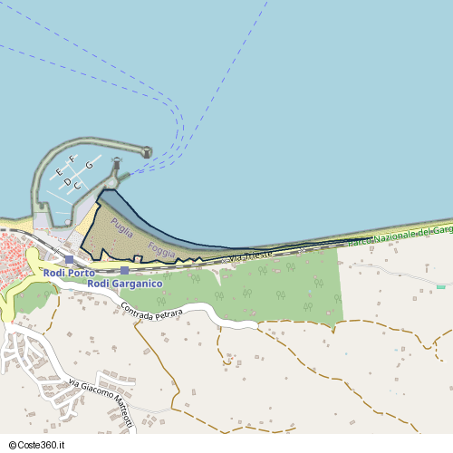 Posizione della spiaggia Spiaggia nei pressi di Via Trieste, Rodi Garganico, 71012