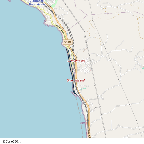Posizione della spiaggia Spiaggia nei pressi di Via Poseidone, Belvedere Marittimo, 87023