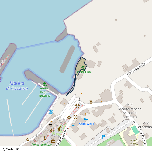 Posizione della spiaggia Spiaggia nei pressi di Via Marina di Cassano, Cassano, Piano di Sorrento, 80063