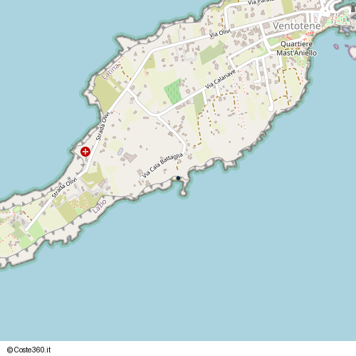 Posizione della spiaggia Spiaggia nei pressi di Via Cala Battaglia, Ventotene, 04031