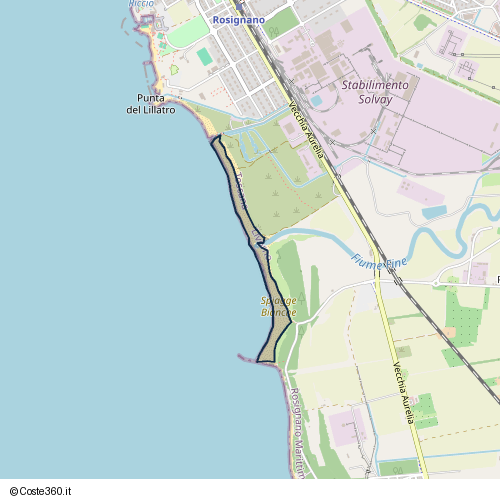 Posizione della spiaggia Spiaggia nei pressi di Via di Pietrabianca, Vada, 57018