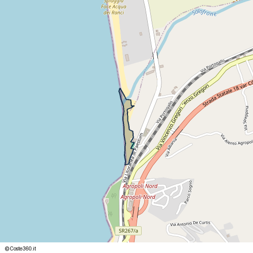 Posizione della spiaggia Spiaggia nei pressi di Via Litoranea di Paestum, Agropoli, 84043