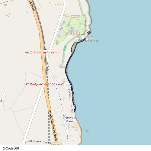 Posizione della spiaggia Spiaggia nei pressi di Via Osca, Vasto, 66054