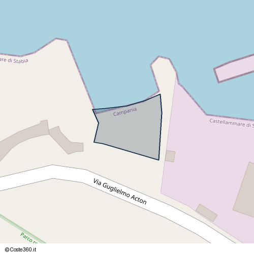 Posizione della spiaggia Spiaggia nei pressi di Via Guglielmo Acton, Castellammare di Stabia, 80053