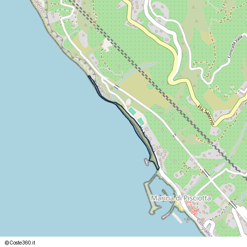 Posizione della spiaggia Spiaggia nei pressi di Via Acquabianca, Marina di Pisciotta, 84066