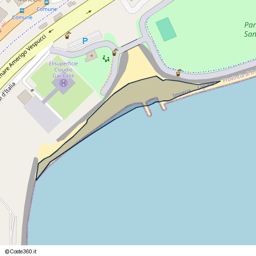 Posizione della spiaggia Spiaggia nei pressi di Oneglia, Imperia, 18100