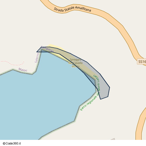 Posizione della spiaggia Spiaggia nei pressi di Strada Statale Amalfitana, Maiori, 84019