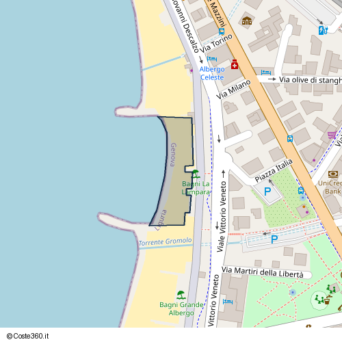 Posizione della spiaggia Spiaggia nei pressi di Viale Vittorio Veneto, Sestri Levante, 16039