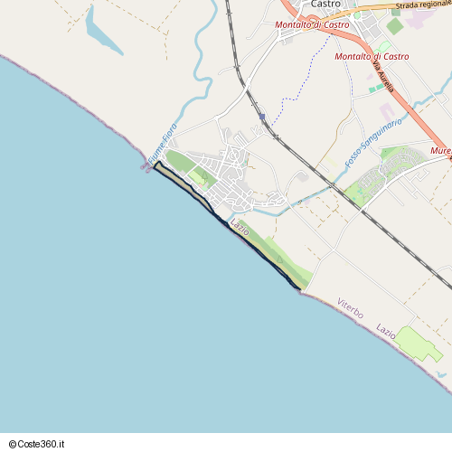 Posizione della spiaggia Spiaggia nei pressi di Lungomare Harmine, Montalto di Castro