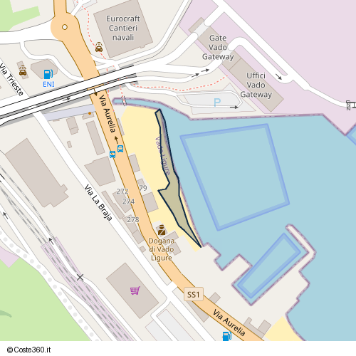 Posizione della spiaggia Spiaggia nei pressi di Via Aurelia 79, Vado Ligure, 17047