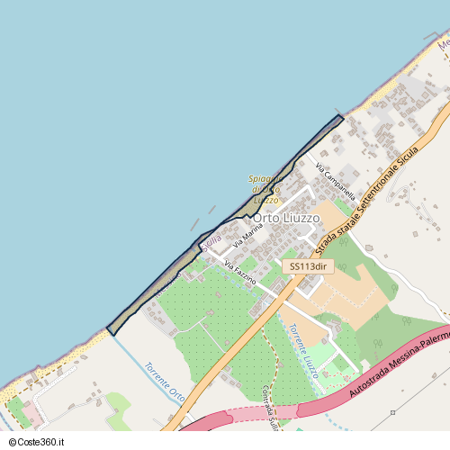 Posizione della spiaggia Spiaggia nei pressi di Via Fazzino, VI Circoscrizione, Messina, 98153