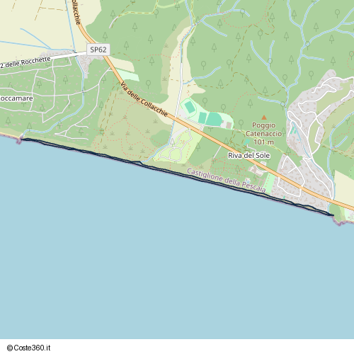 Posizione della spiaggia Spiaggia nei pressi di Via delle Collacchie, Castiglione della Pescaia, 58043