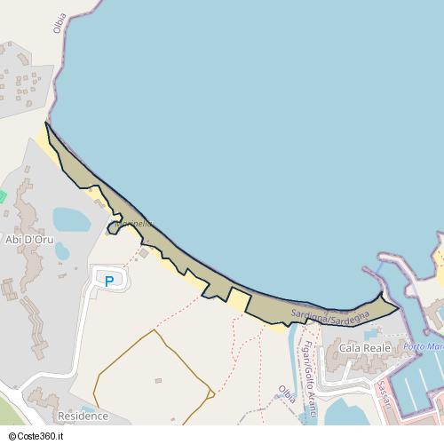 Posizione della spiaggia Spiaggia nei pressi di Strada vicinale accesso spiaggia, Olbia, 07026