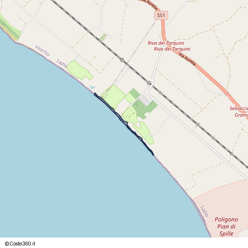 Posizione della spiaggia Spiaggia nei pressi di Via Litoranea Nord, Tarquinia