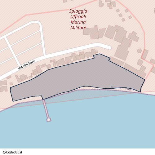 Posizione della spiaggia Spiaggia nei pressi di Via del Faro, San Vito, Taranto