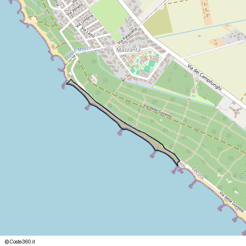 Posizione della spiaggia Spiaggia nei pressi di Via delle Gorette, Cecina, 57023