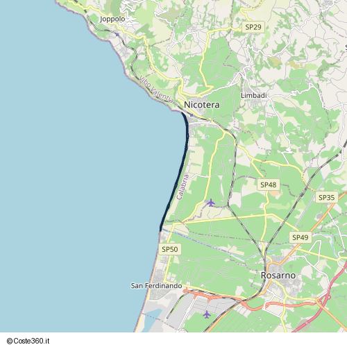 Posizione della spiaggia Spiaggia nei pressi di Pineta, Nicotera, 89026