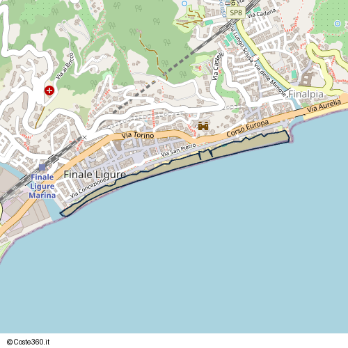 Posizione della spiaggia Spiaggia nei pressi di Lungomare Augusto Migliorini, Finalmarina, Finale Ligure, 17024