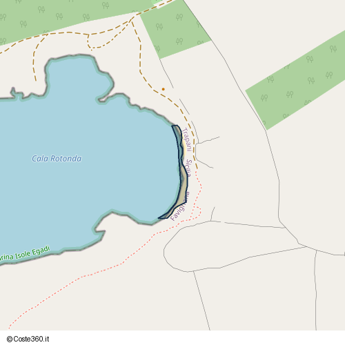 Posizione della spiaggia Spiaggia nei pressi di Contrada Stornello, Favignana, 91023