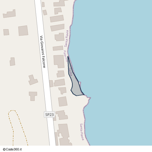 Posizione della spiaggia Spiaggia nei pressi di Via Giovanni Falcone, Santa Flavia, 90017