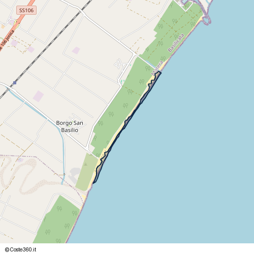 Posizione della spiaggia Spiaggia nei pressi di Pisticci