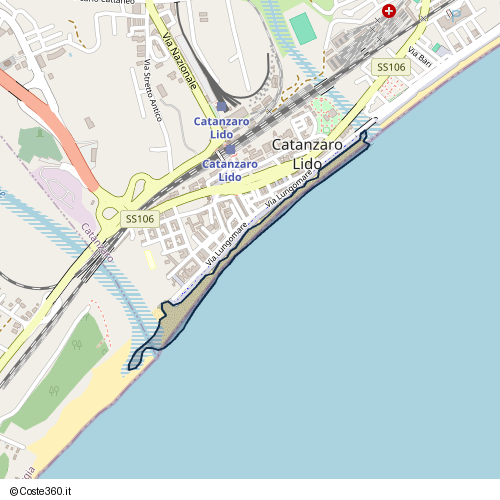 Posizione della spiaggia Spiaggia nei pressi di Via Lungomare, Catanzaro