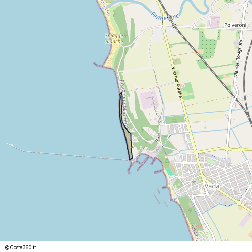 Posizione della spiaggia Spiaggia nei pressi di Via di Pietrabianca, Vada, 57016