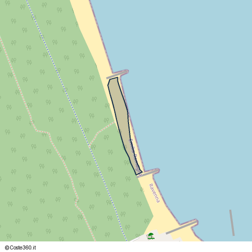 Posizione della spiaggia Spiaggia nei pressi di Viale fratelli Vivaldi 48, Ravenna, 48016