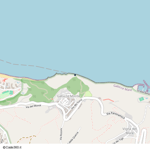 Posizione della spiaggia Spiaggia nei pressi di Sentiero dal Camping verso il Mare, Gabicce Mare, 61011