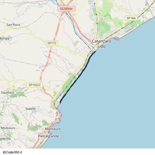 Posizione della spiaggia Spiaggia nei pressi di Viale Cassiodoro, Roccelletta, 88021
