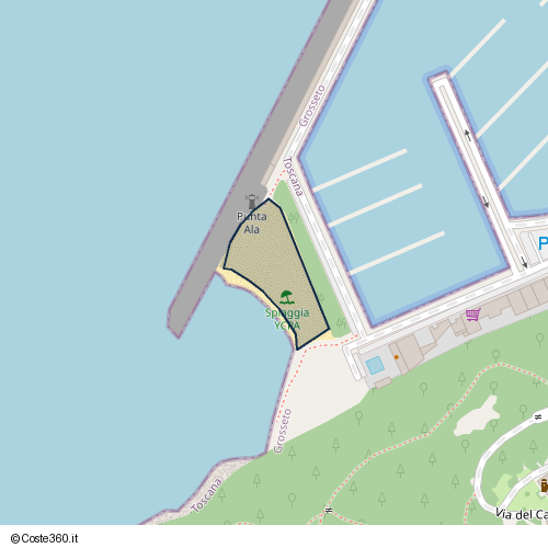 Posizione della spiaggia Spiaggia nei pressi di Via del Castello, Punta Ala